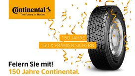 Continental feiert das 150-jährige Jubiläum mit attraktiven Prämien für Reifenkäufer